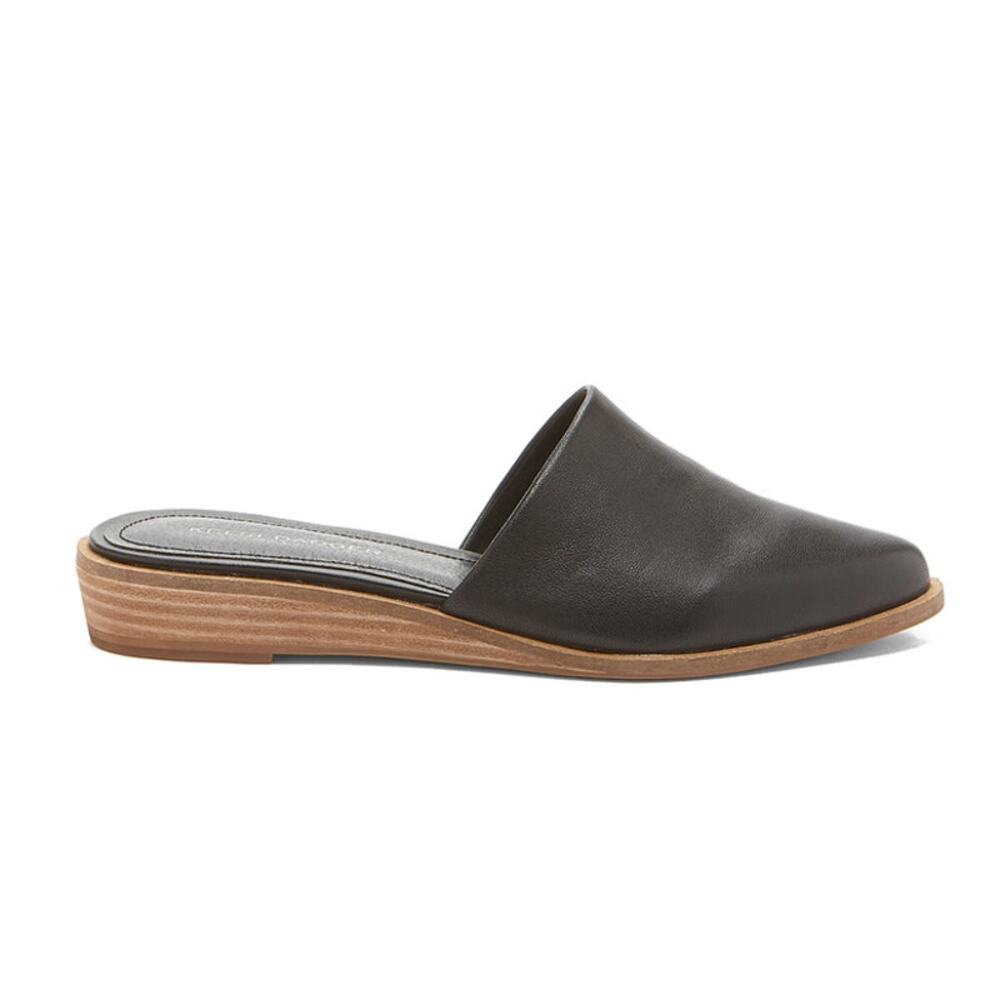 Kelsi Dagger Black Leather Mules